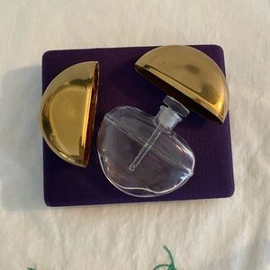 Vintage Metal Cased Glass Perfume Miniature Bottle With Glass Stopper